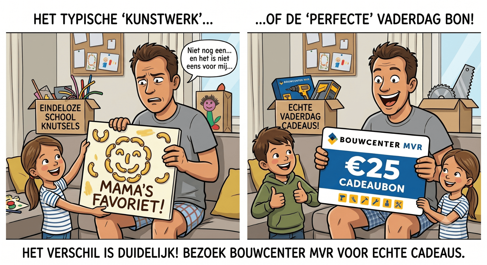 Geen macaronischilderij meer:
het perfecte vaderdagcadeau voor de doe-het-zelver