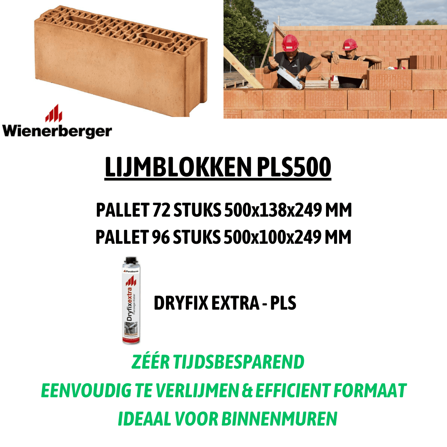Lijmblokken Wienerberger PLS500