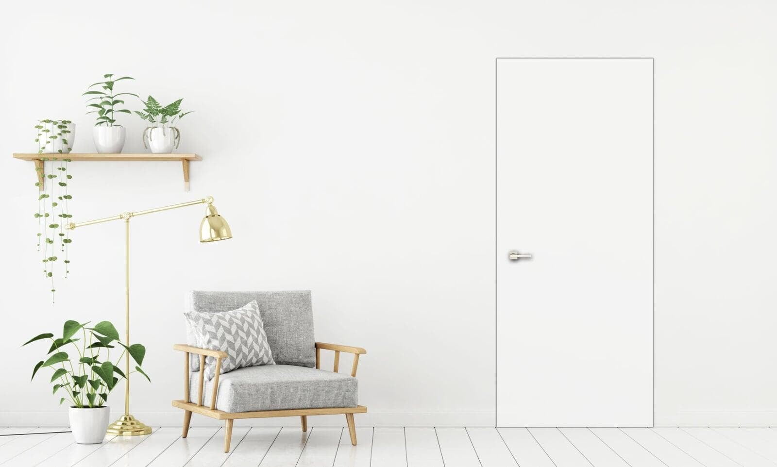 Witte Thys Loft-deur zonder deurlijsten, met verborgen scharnieren, vlak in de muur